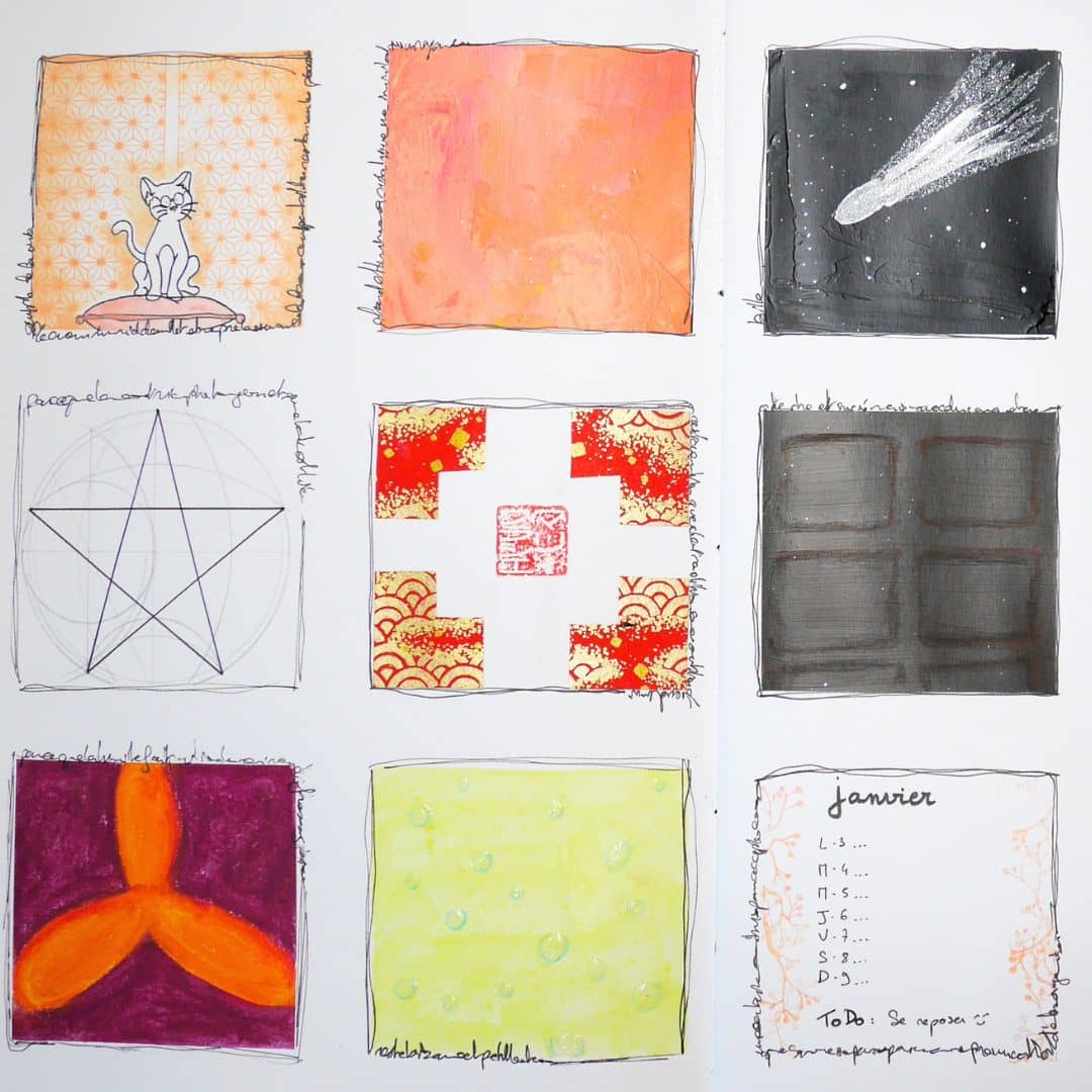 Créativ'Alchimie 2026 - Portrait chinois Art journal en cases